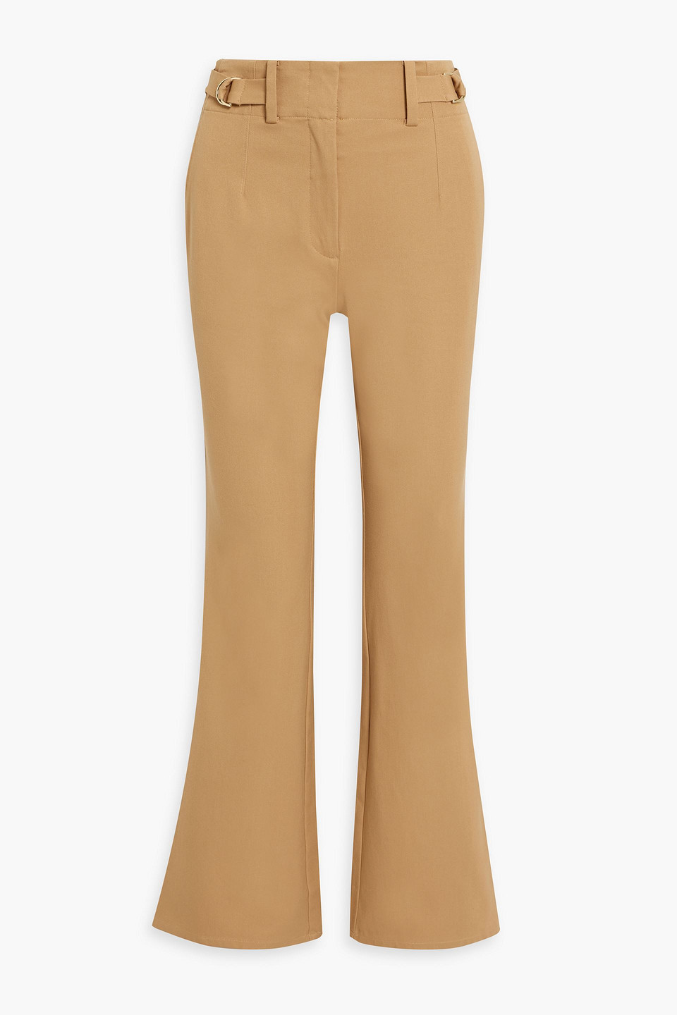 Derek Lam 10 Crosby Buckle-detailed Cotton-blend Twill Flared Pants In Camel