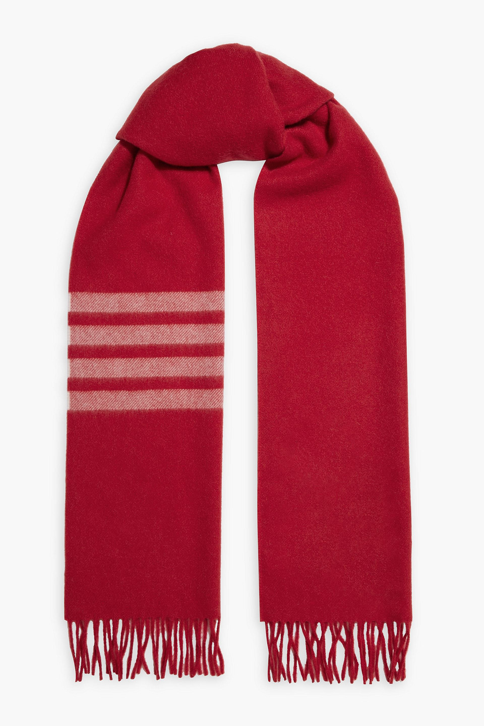 Fringed striped cashmere scarf