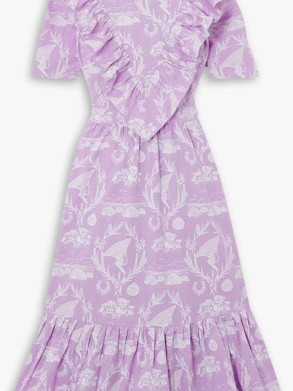 celie printed cotton midi dress