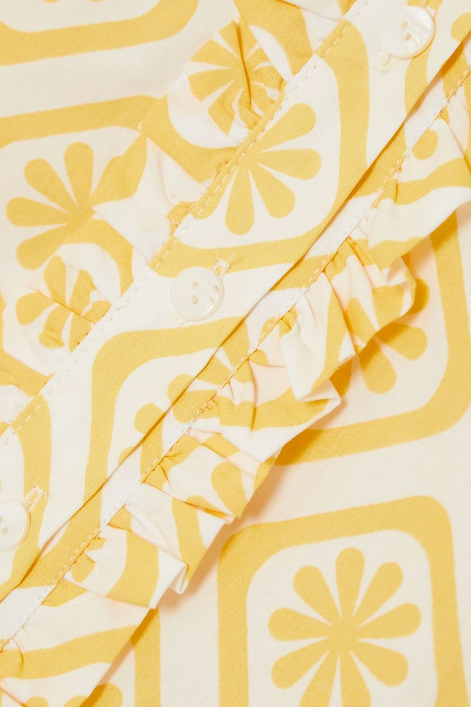 Sindiso Khumalo Gloria Ruffled Printed Cotton-poplin Shirt In Yellow