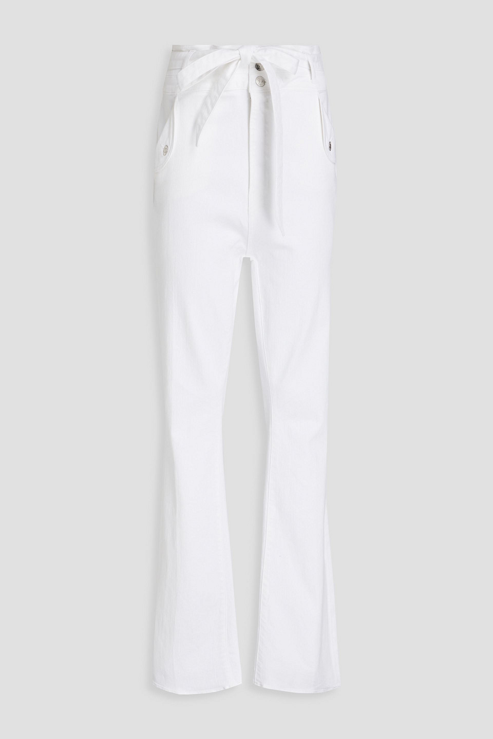 Veronica Beard Belted High-rise Bootcut Jeans In Weiss
