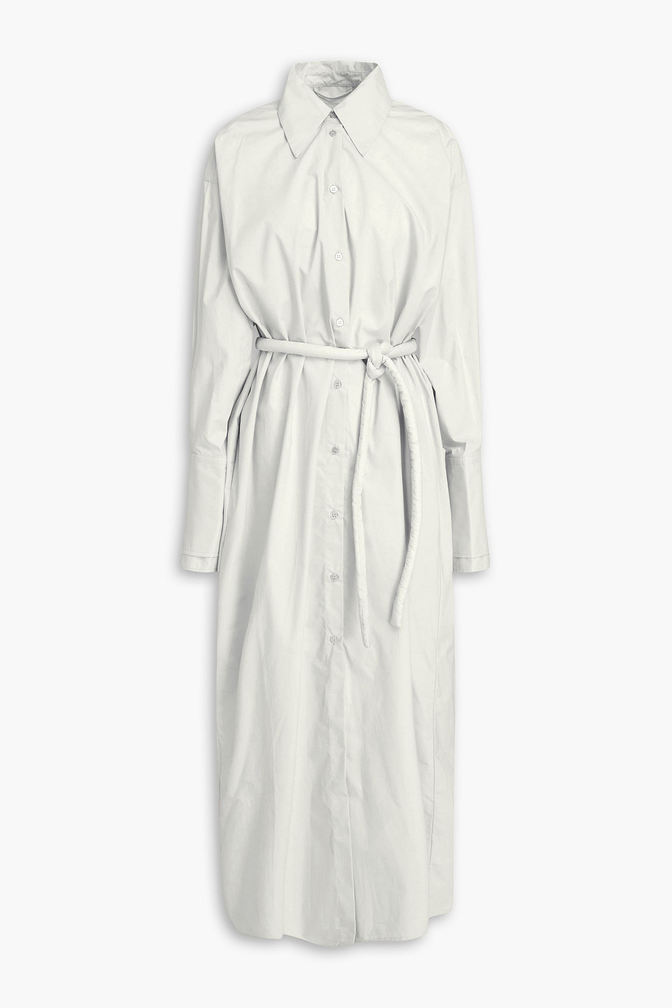 Rohe Belted Cotton-poplin Midi Shirt Dress In Light Green