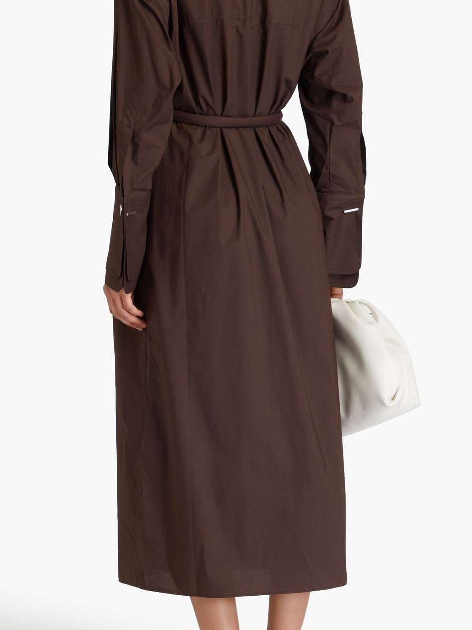 belted cotton-poplin midi shirt dress