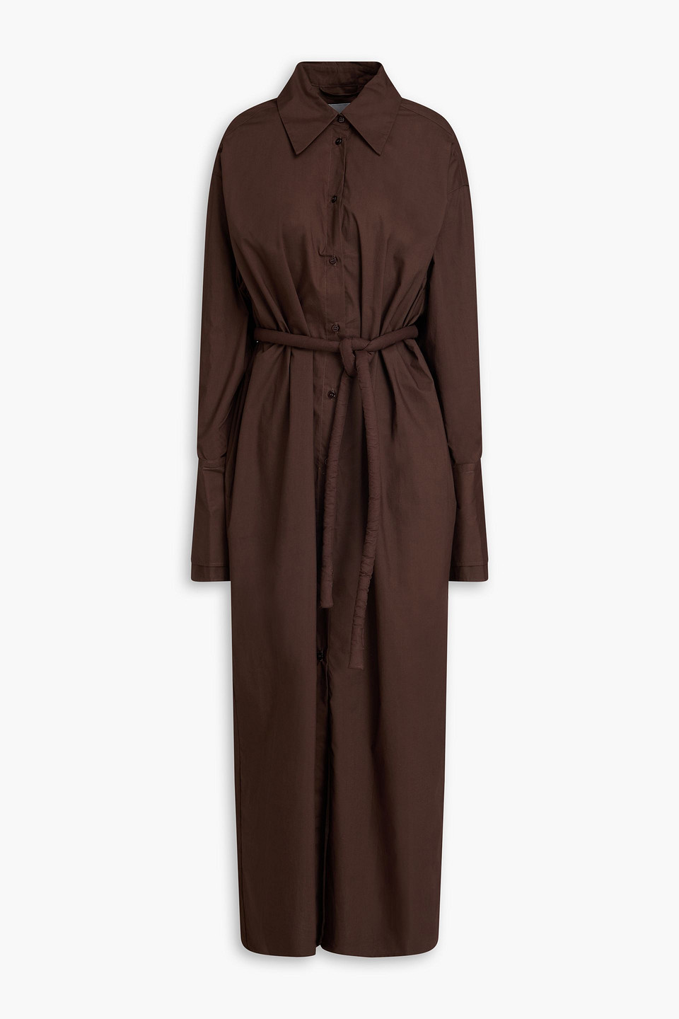 Rohe Belted Cotton-poplin Midi Shirt Dress In Chocolate