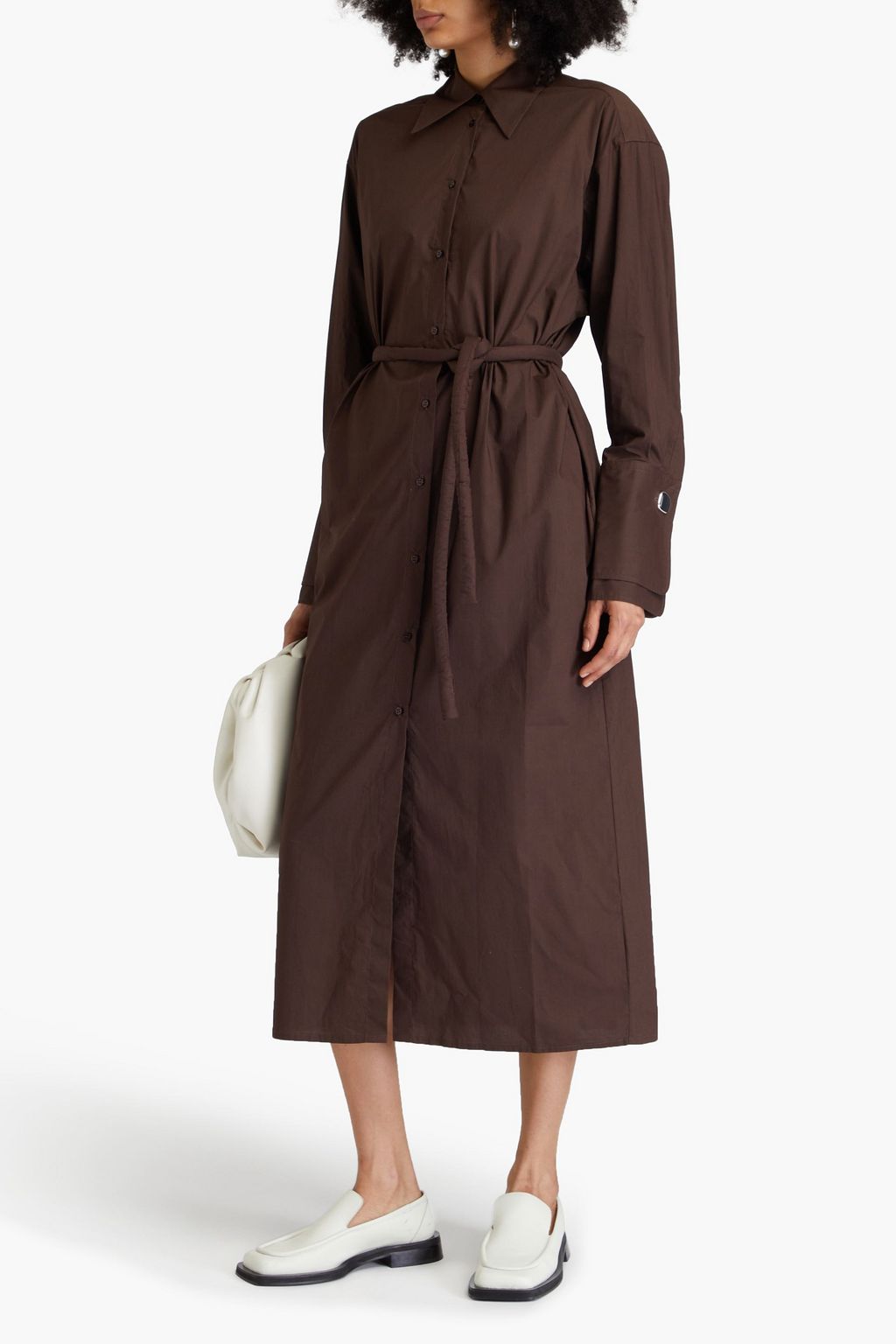RÓHE Belted cotton-poplin midi shirt dress