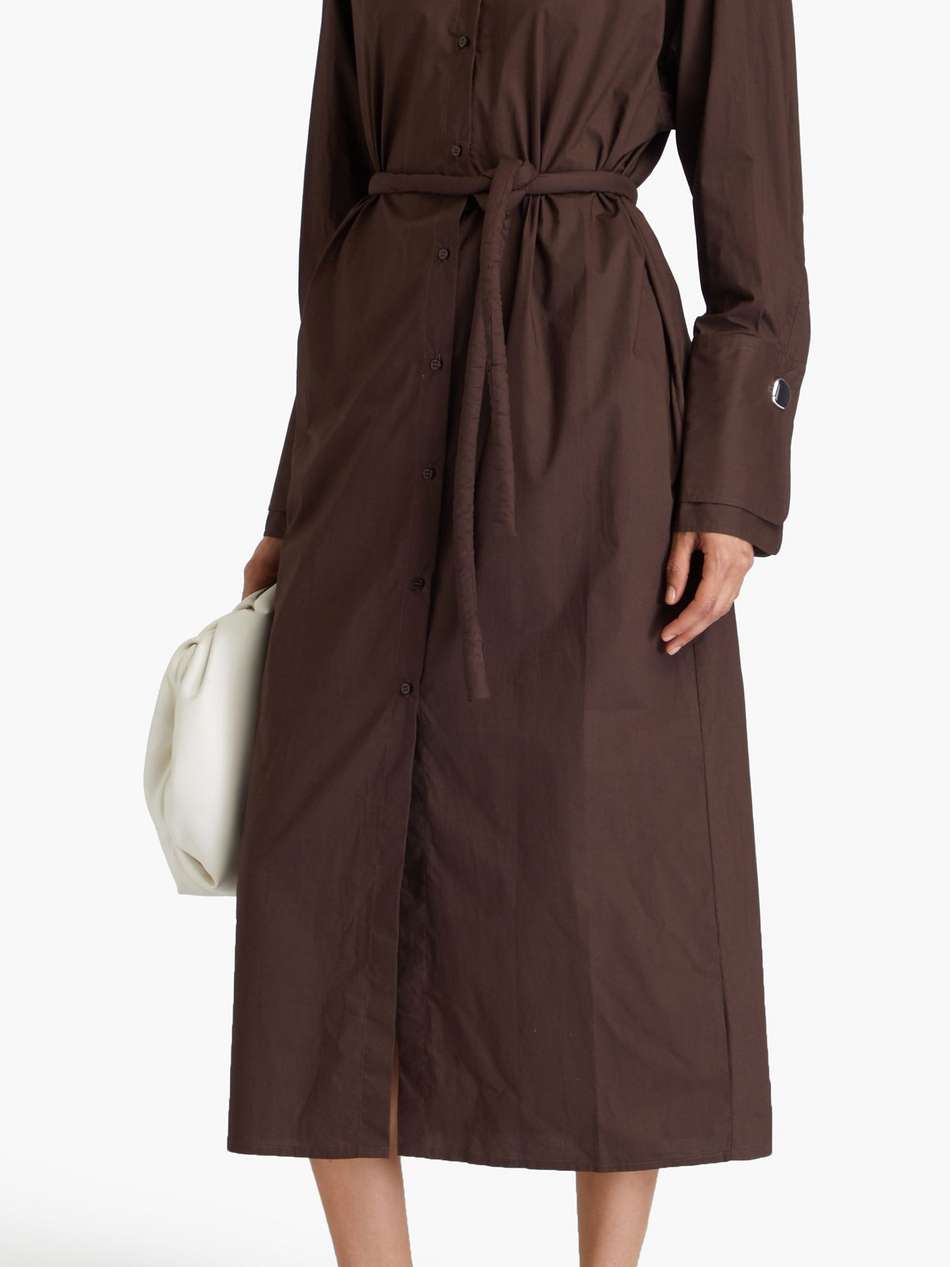 belted cotton-poplin midi shirt dress