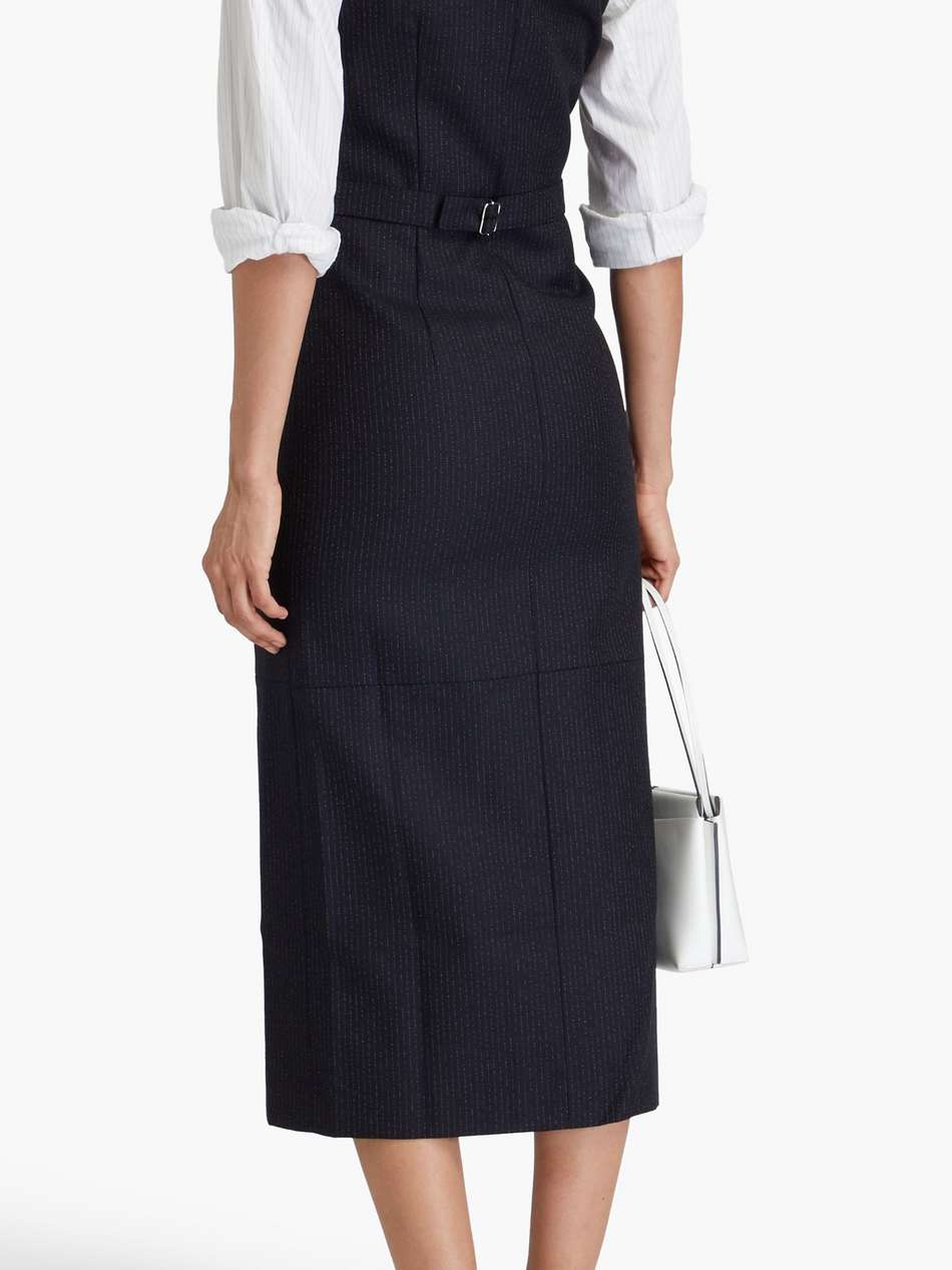 pinstriped wool-twill midi dress