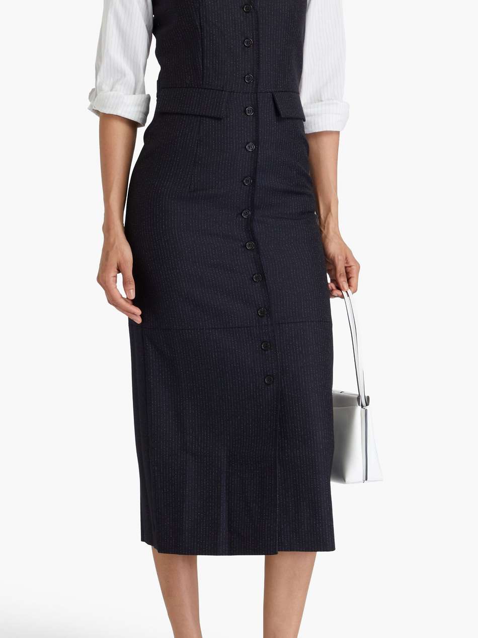 pinstriped wool-twill midi dress
