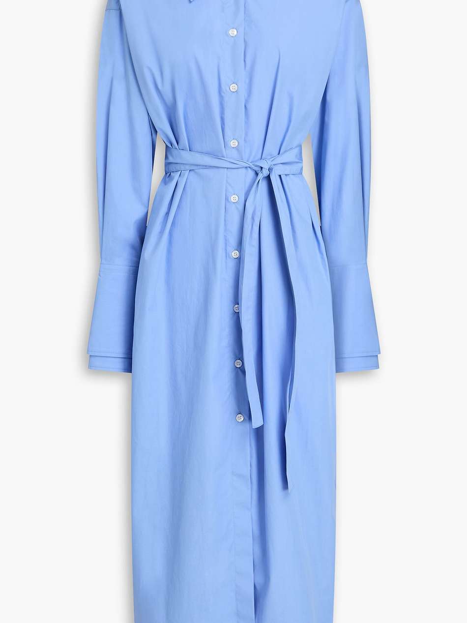 belted cotton-poplin midi shirt dress
