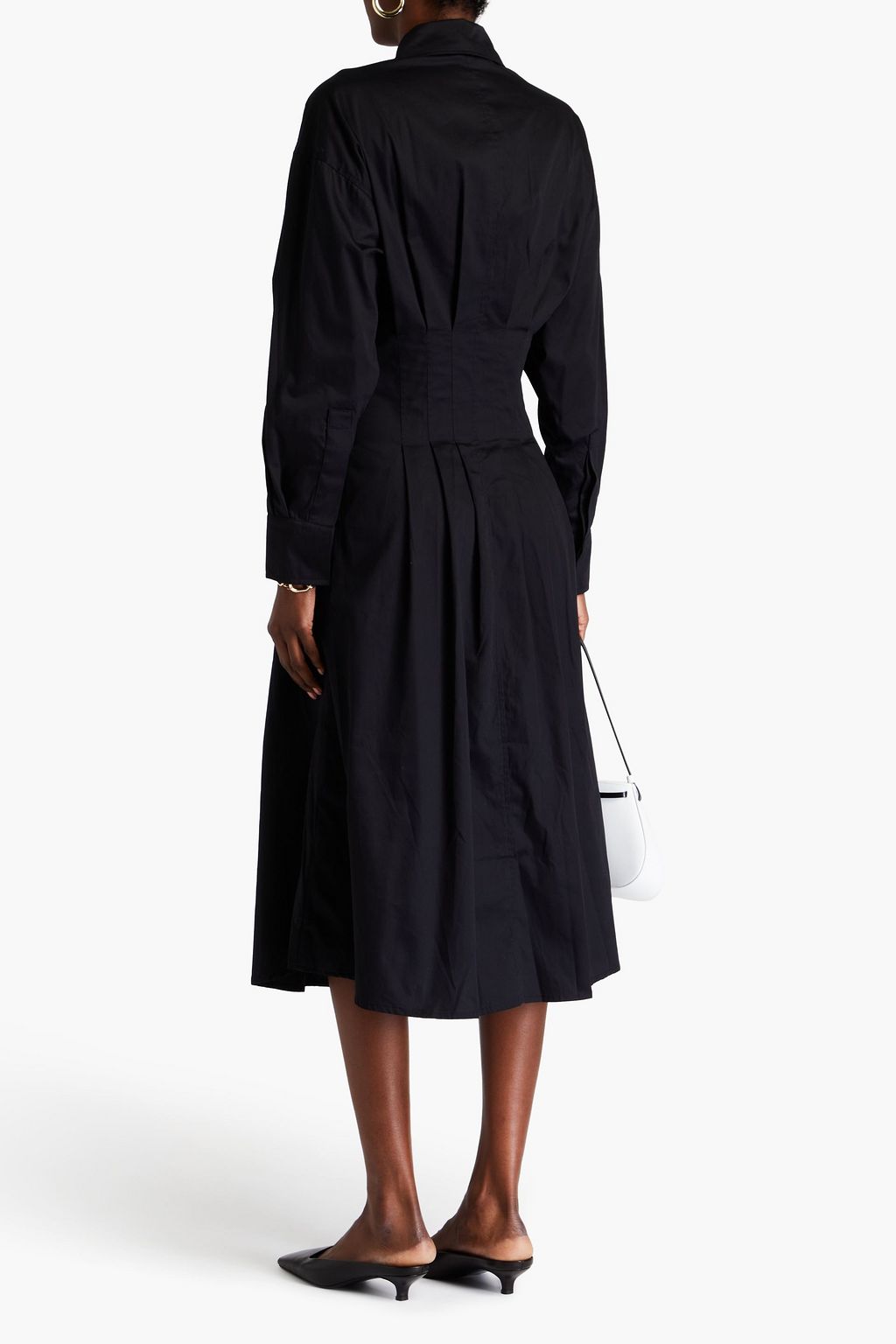 RÓHE Pleated cotton-poplin midi shirt dress