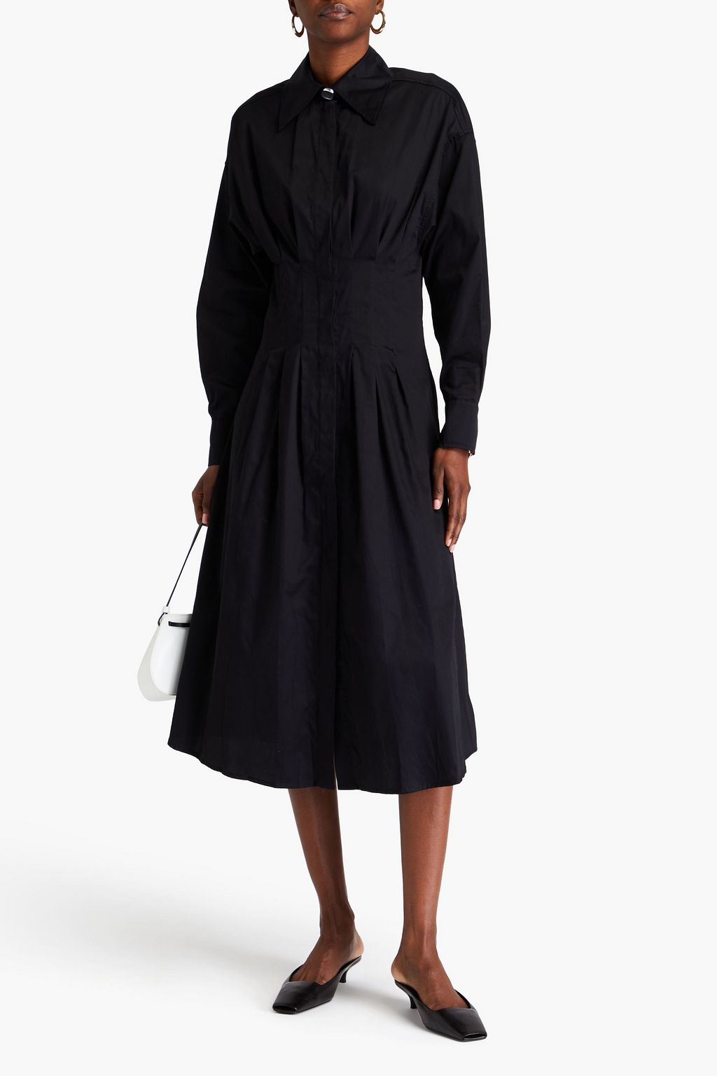 RÓHE Pleated cotton-poplin midi shirt dress