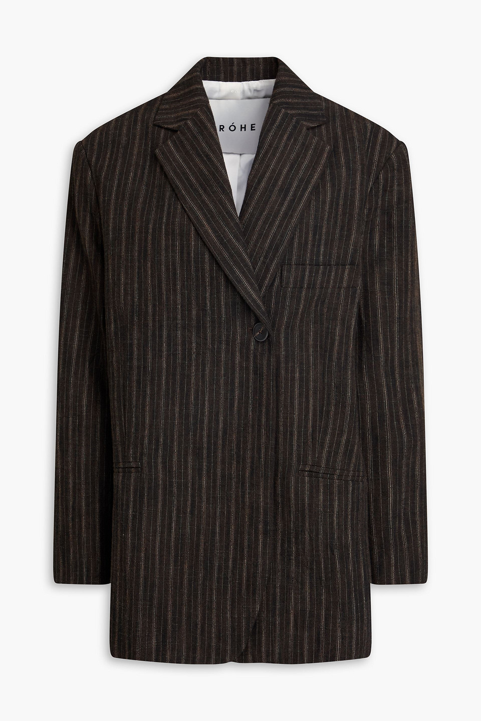 Rohe Pinstriped Cotton-blend Blazer In Dark Brown