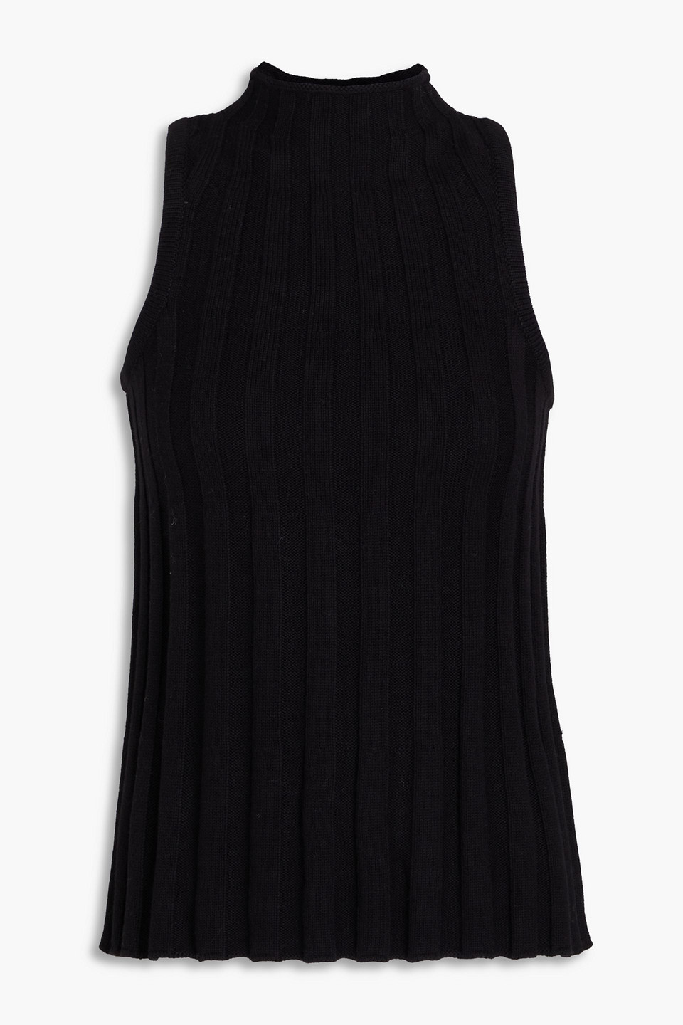 3.1 Phillip Lim Ribbed Wool And Cotton-blend Top In Black