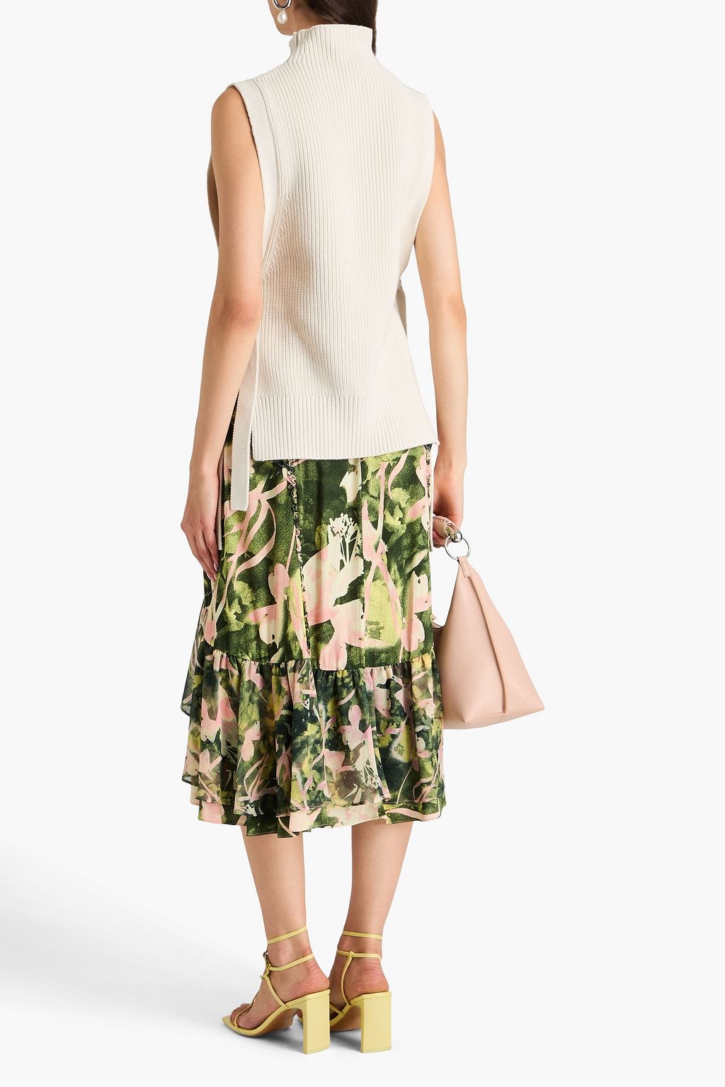 3.1 PHILLIP LIM 장식 & 레이스업 디테일 리브 코튼 혼방 베스트