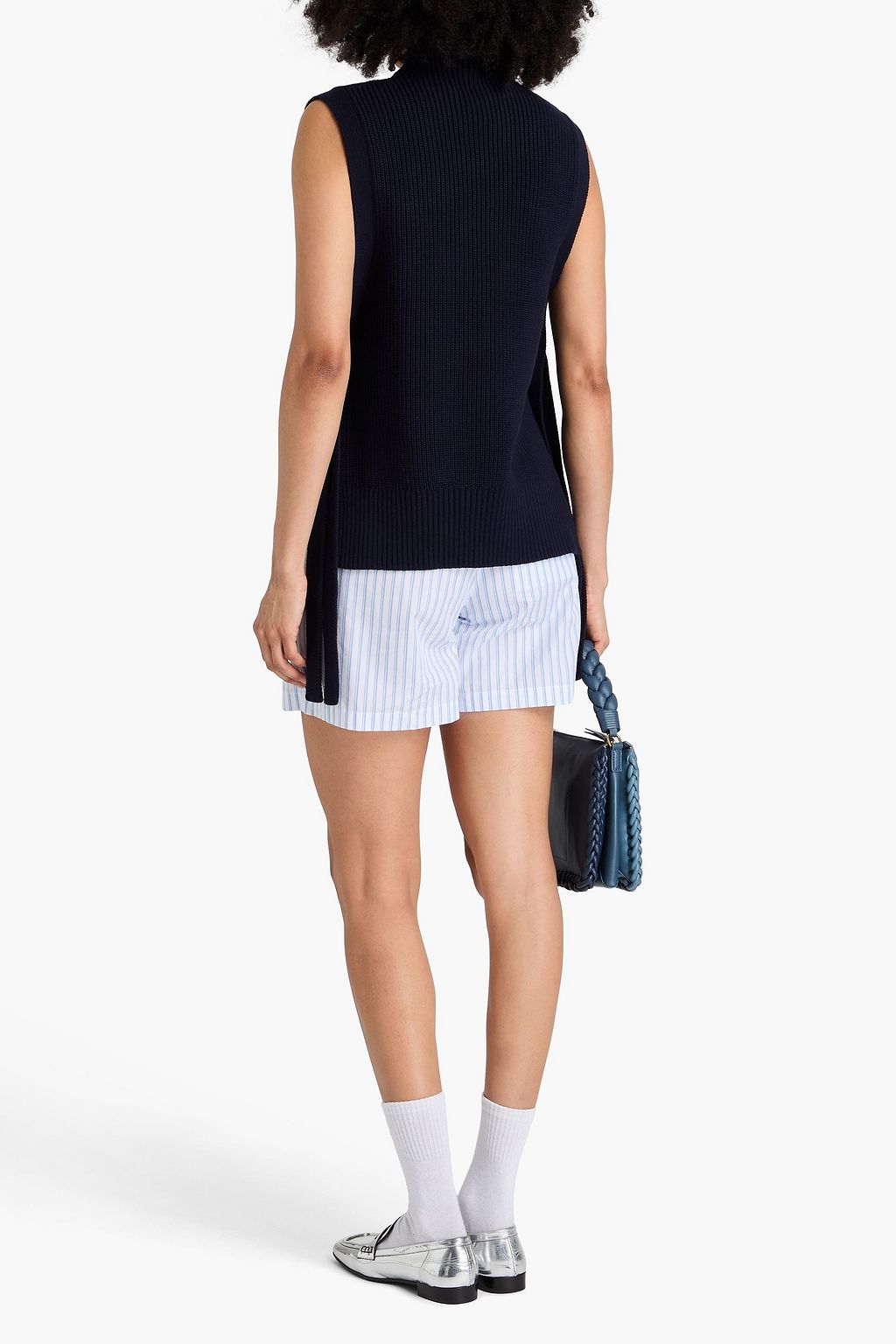 3.1 PHILLIP LIM 장식 & 레이스업 디테일 리브 코튼 혼방 베스트
