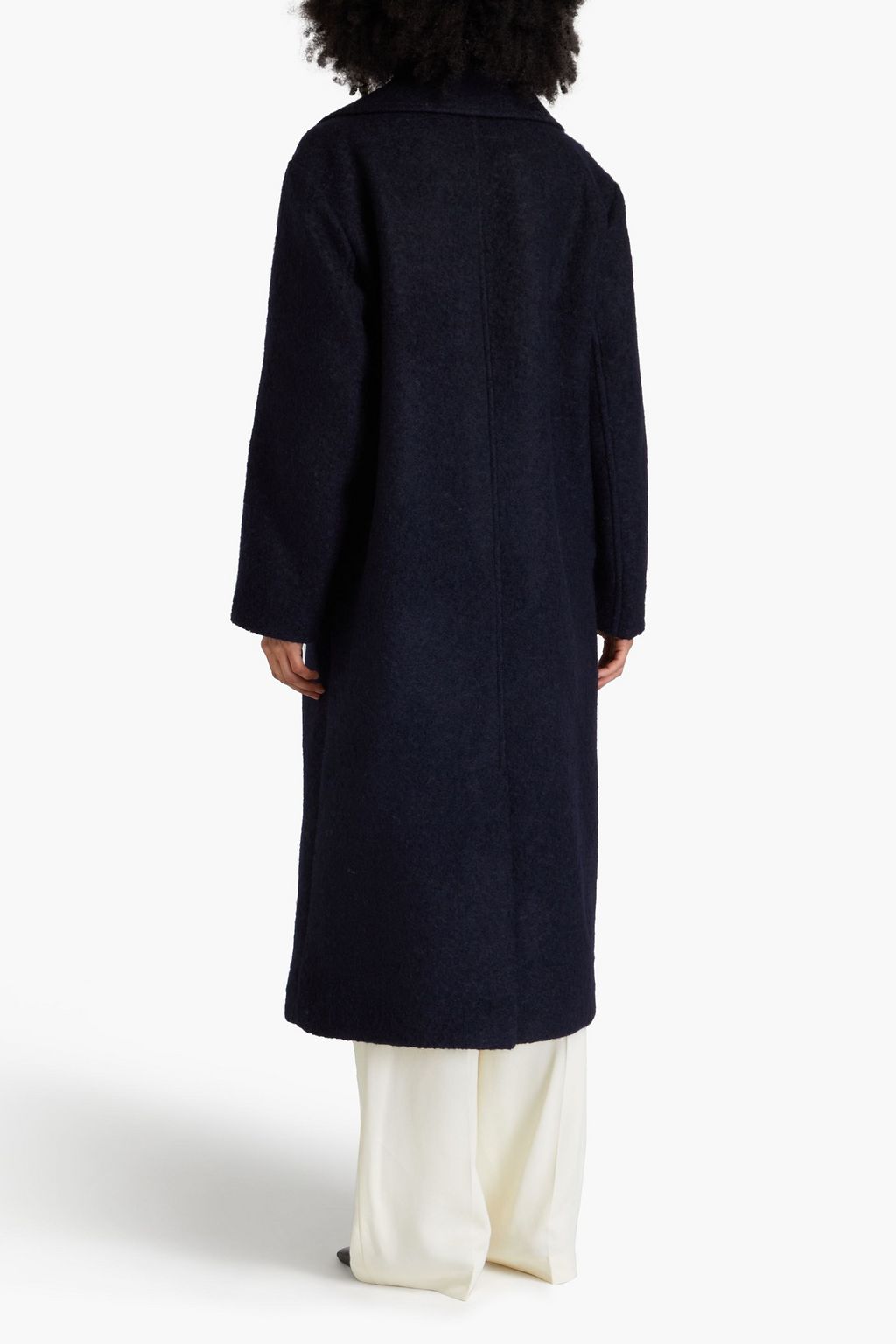 Double breasted wool blend bouclé coat top