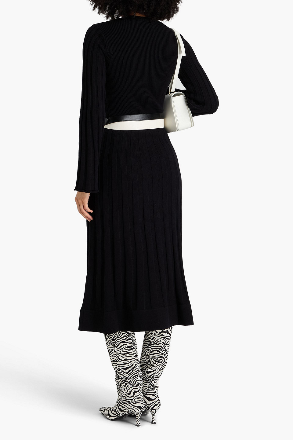 3.1 PHILLIP LIM RIBBED WOOL AND COTTON-BLEND MIDI SKIRT