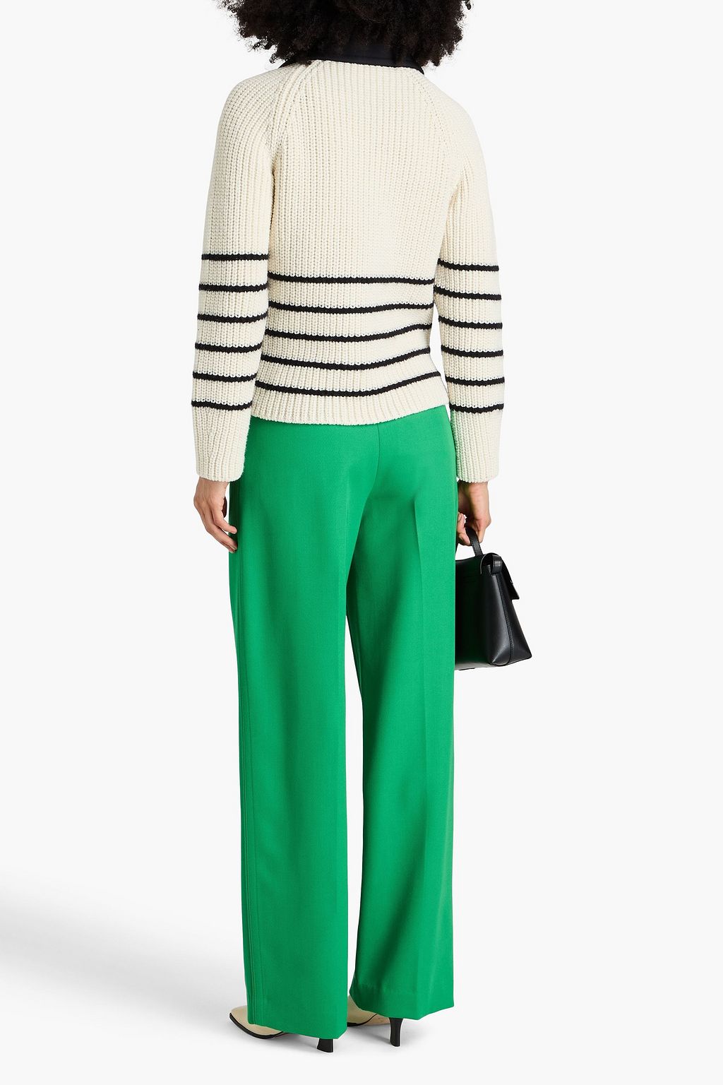 3.1 PHILLIP LIM Striped knit-paneled wool-blend twill coat
