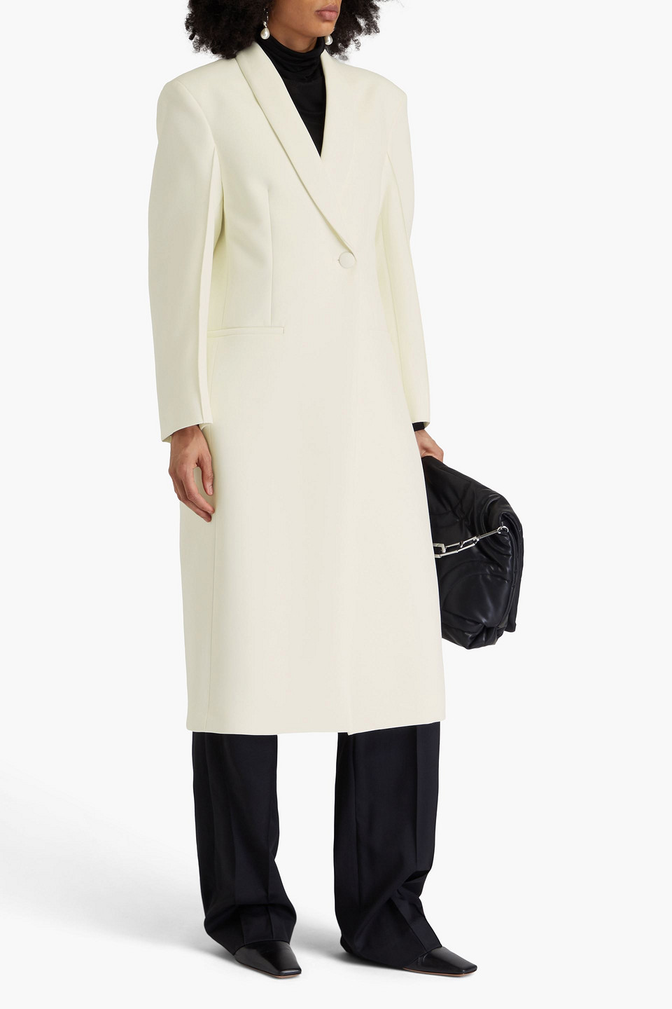 Rohe Double-breasted Crepe Coat In Ivory