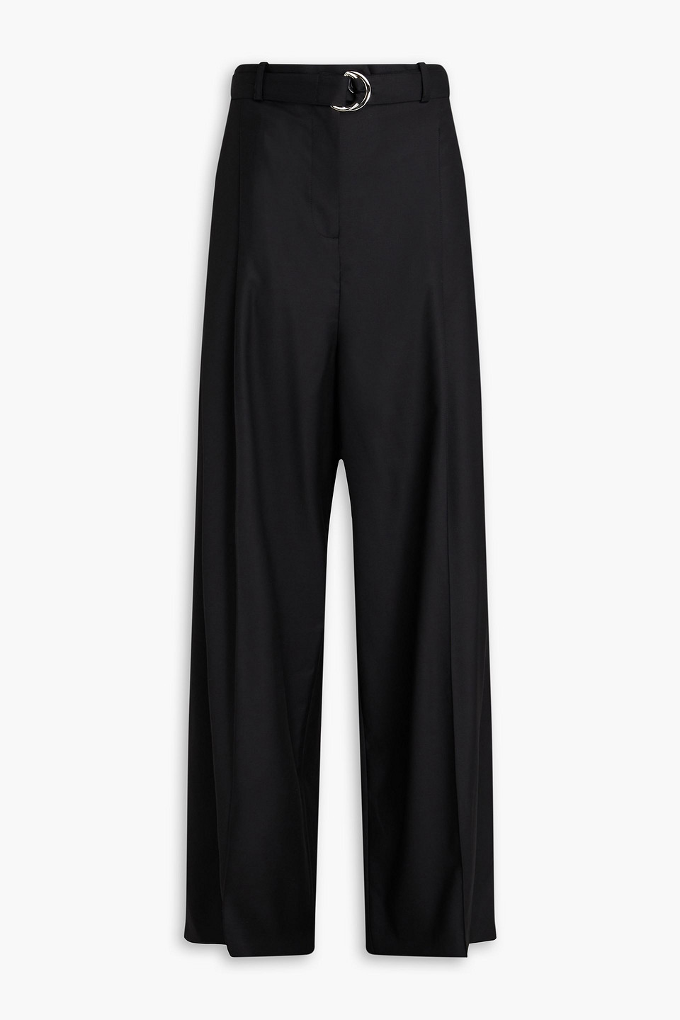 Peter Do Belted Pleated Wool-twill Wide-leg Trousers In Black