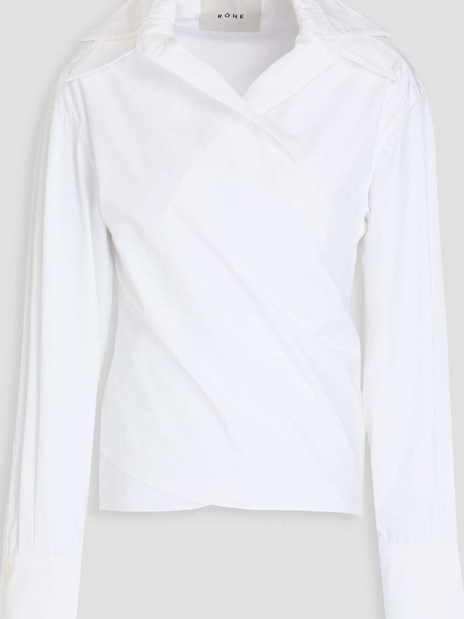 cotton-poplin wrap blouse