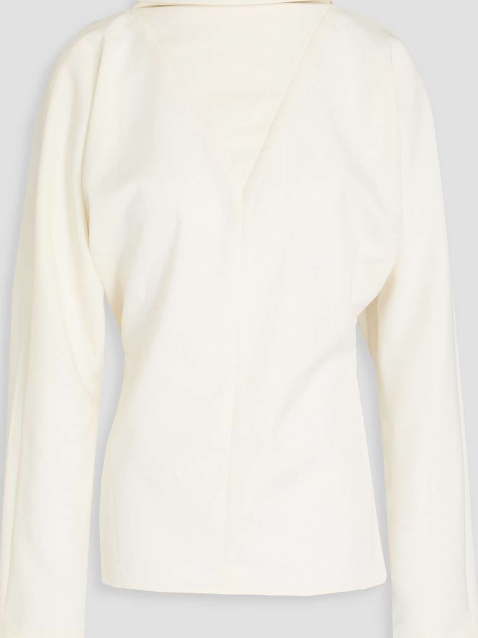 tie-detailed woven blouse