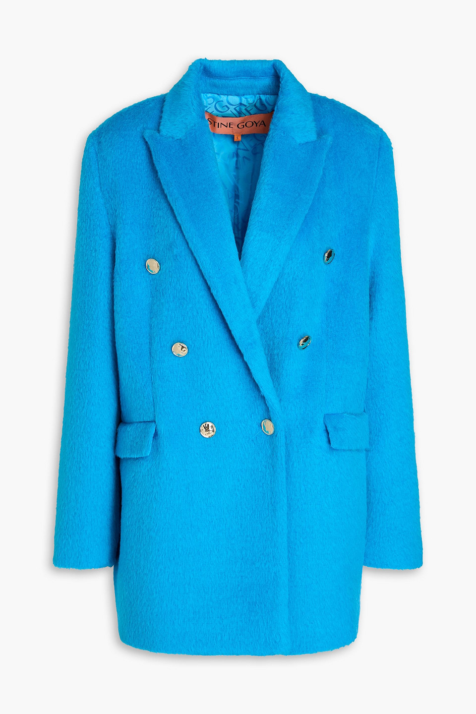 Stine Goya Theo Double-breasted Brushed-felt Blazer In Azurblau