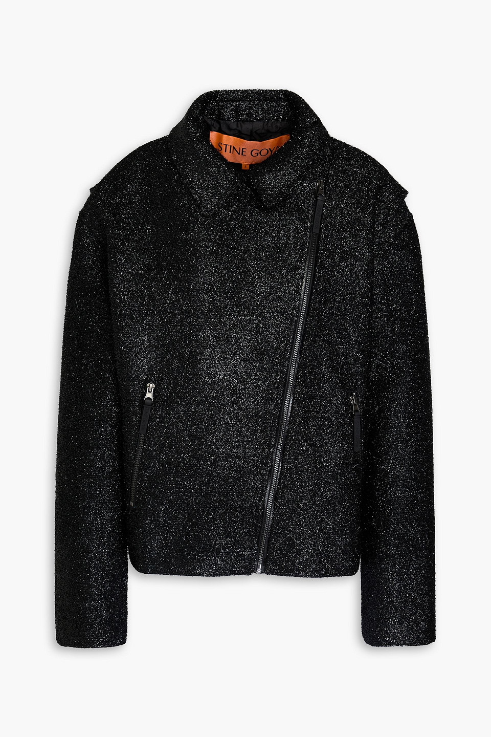 Stine Goya Rockey Tinsel Biker Jacket In Black