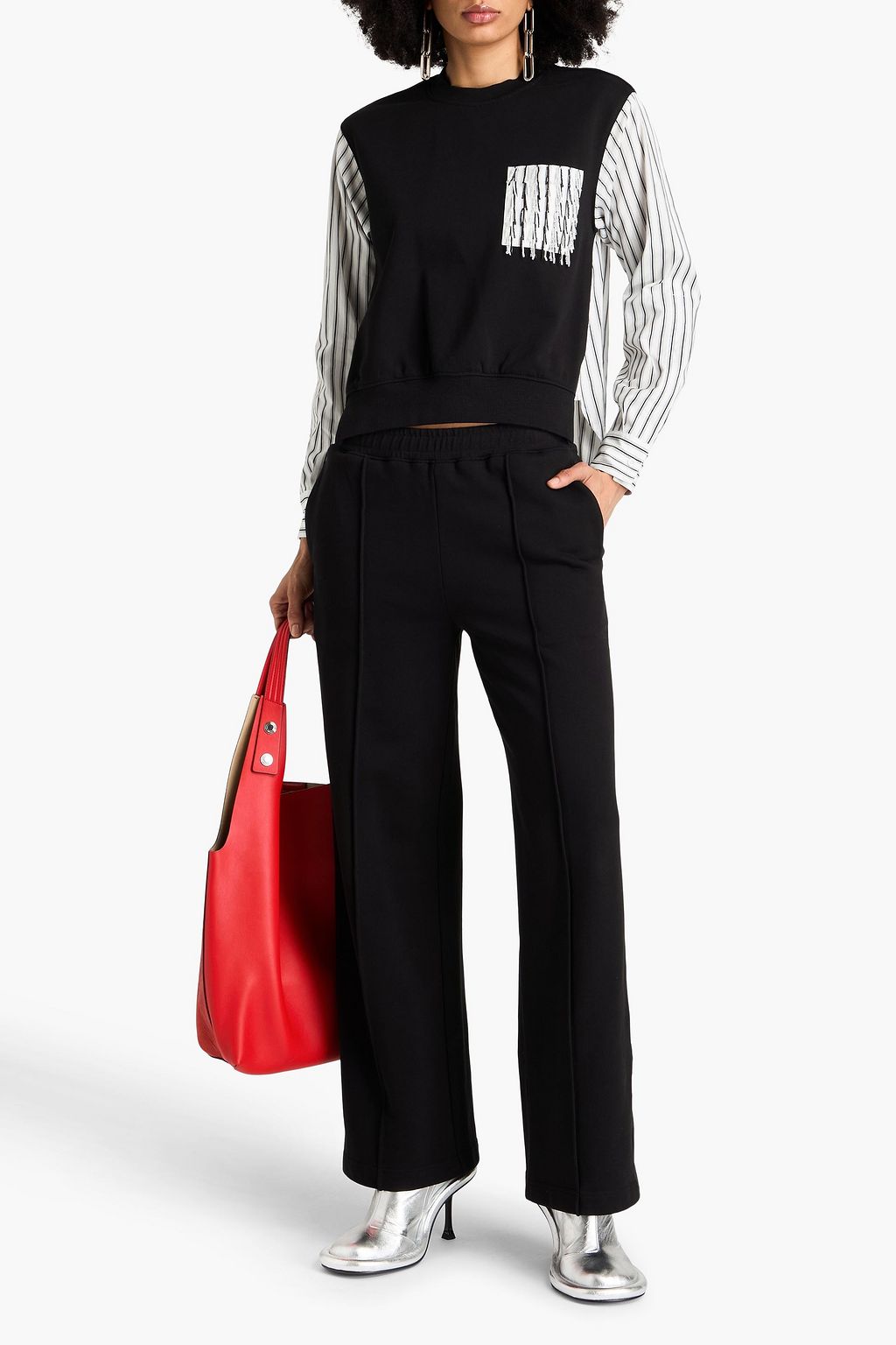 3.1 PHILLIP LIM بنطال رياضي من قطن تيري فرنسي مطاطي