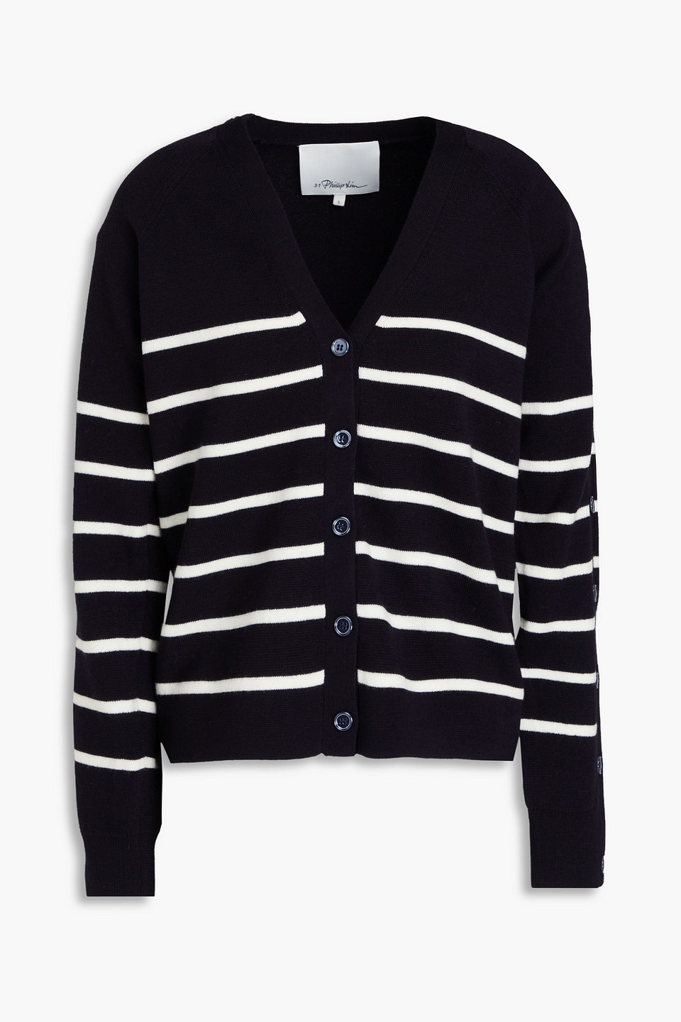 3.1 Phillip Lim Striped Wool Cardigan In Midnight Blue