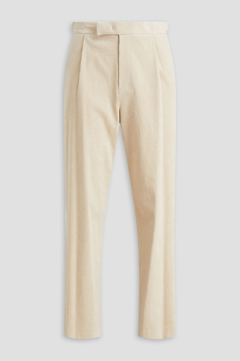 Le 17 Septembre Pleated Cotton-blend Corduroy Pants In Ecru