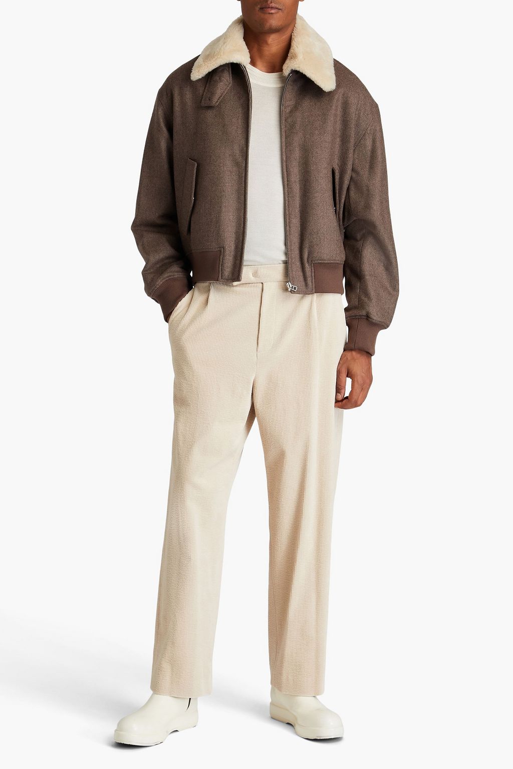 LE 17 SEPTEMBRE Pleated cotton-blend corduroy pants