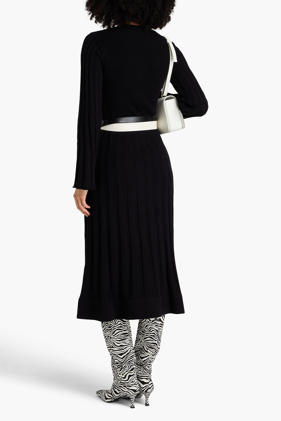 Shop 3.1 Phillip Lim Ribbed Wool And Cotton-blend Sweater In Black