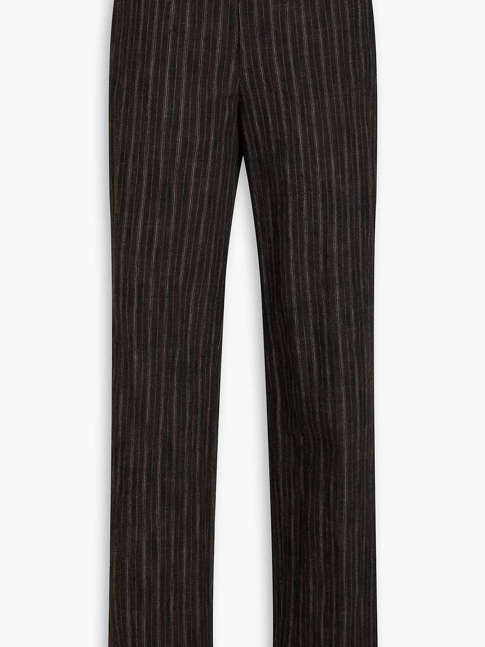 pinstriped cotton-blend tweed straight-leg pants