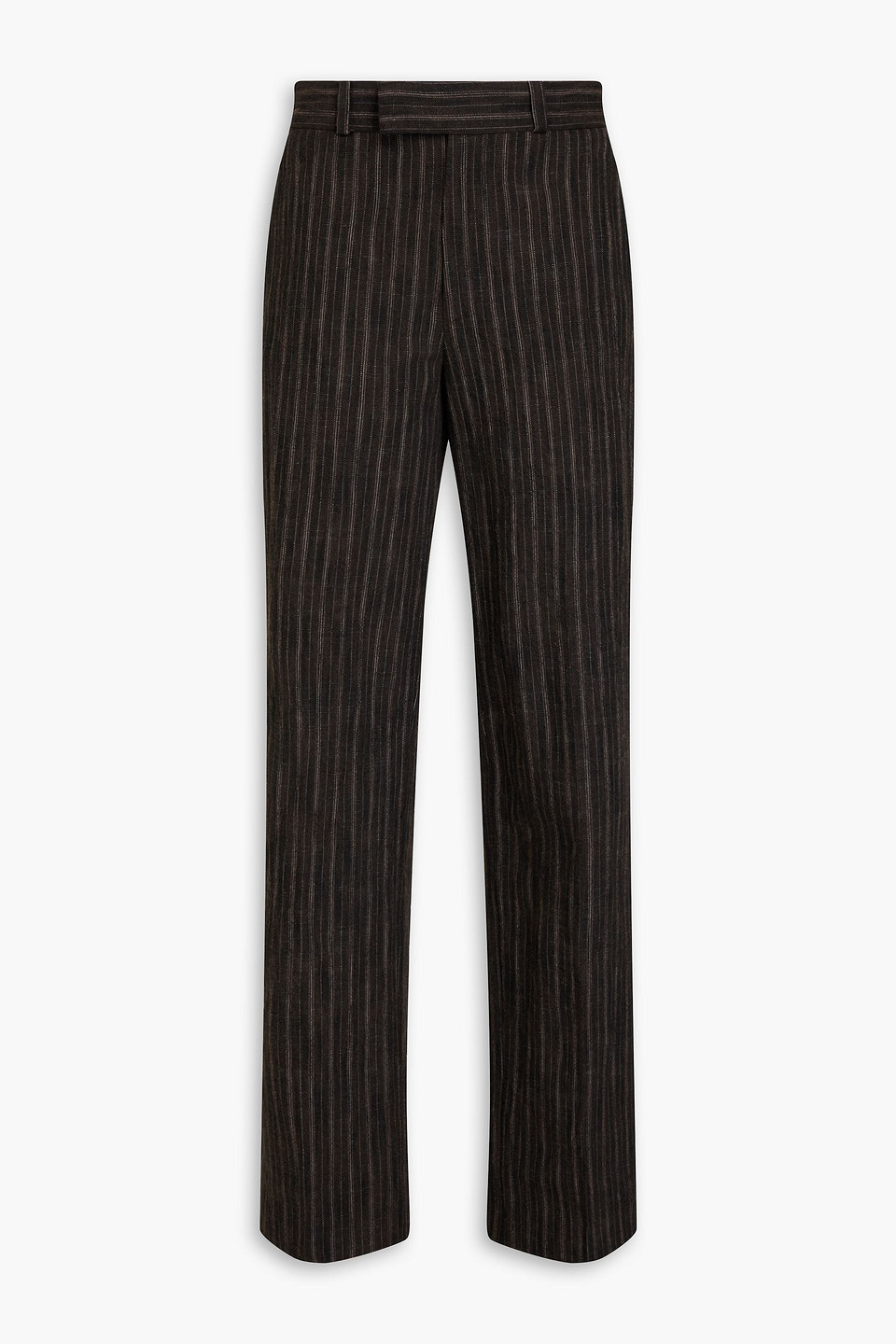 Rohe Pinstriped Cotton-blend Tweed Straight-leg Pants In Dark Brown