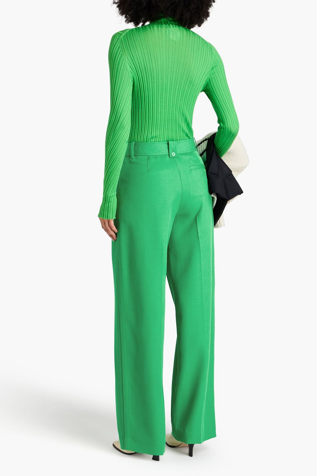 3.1 PHILLIP LIM بنطلون بأرجل واسعة من مزيج الصوف والتويل