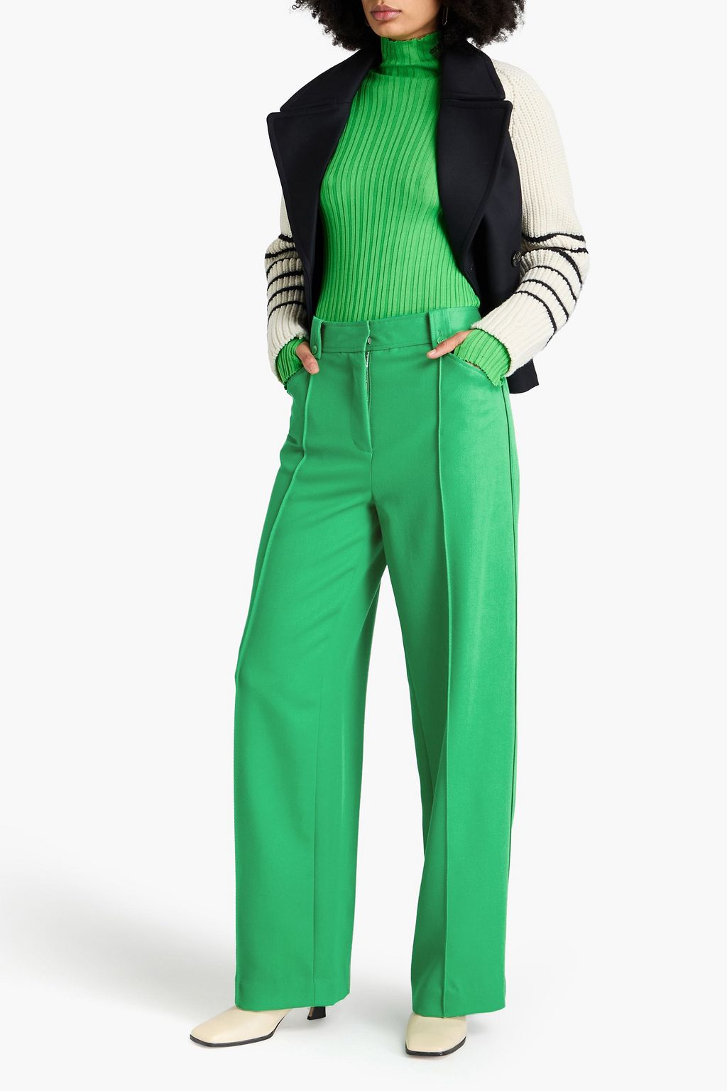 3.1 PHILLIP LIM بنطلون بأرجل واسعة من مزيج الصوف والتويل
