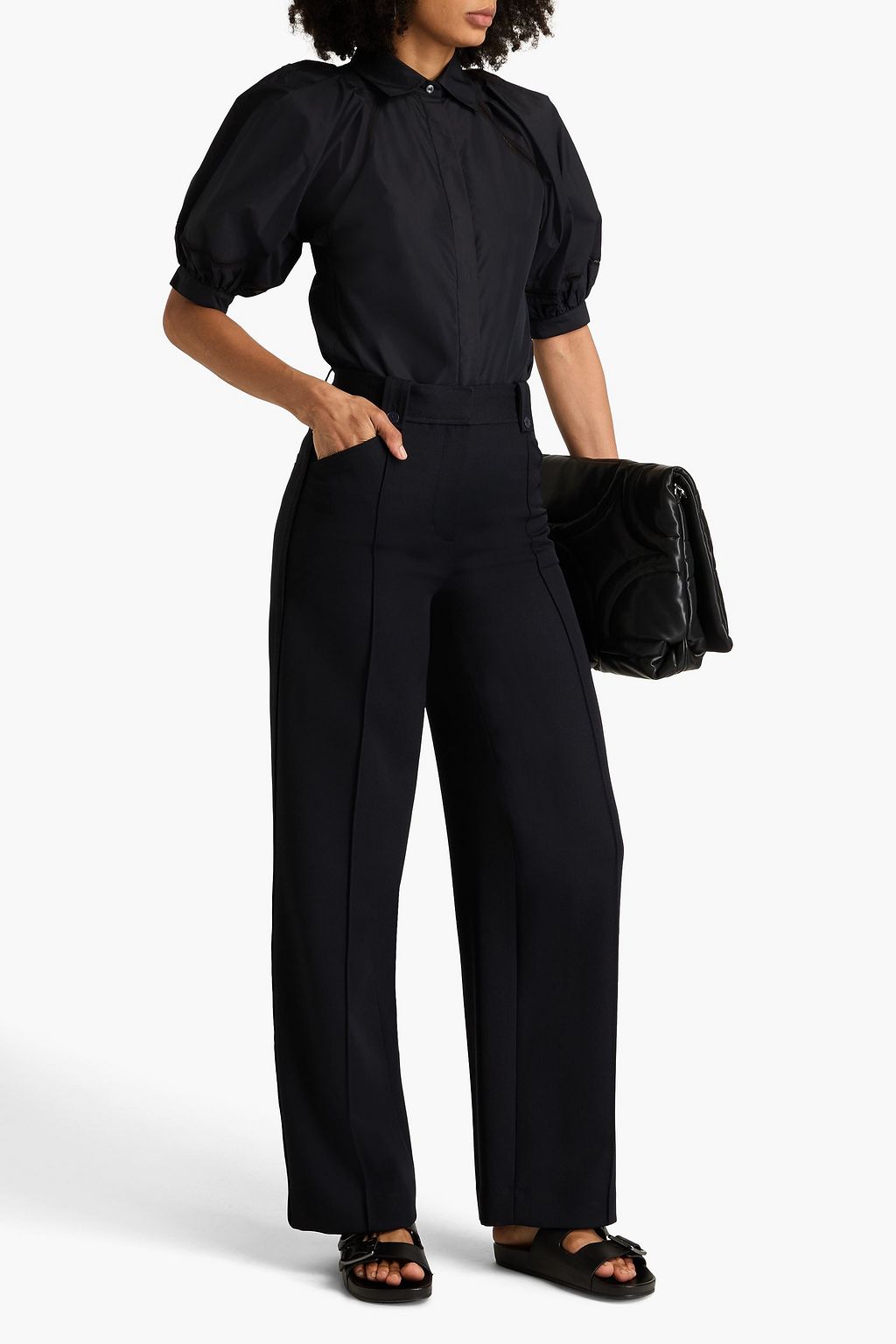 3.1 PHILLIP LIM بنطلون بأرجل واسعة من مزيج الصوف والتويل