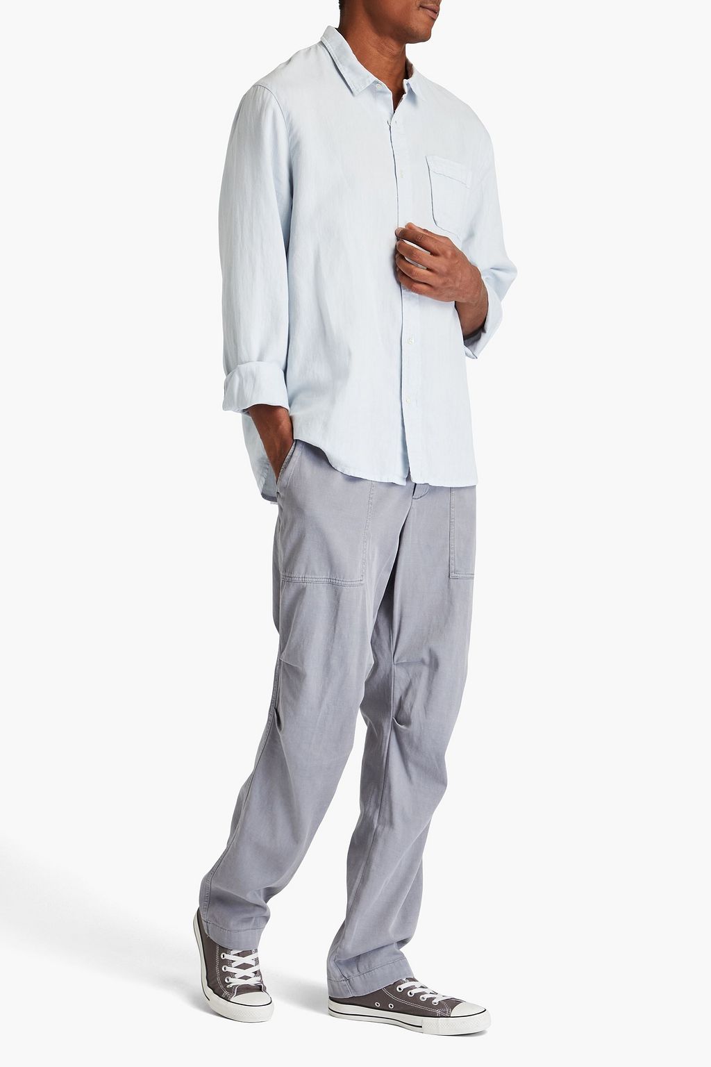 JAMES PERSE Hemd aus Twill aus einer Baumwoll-Leinenmischung