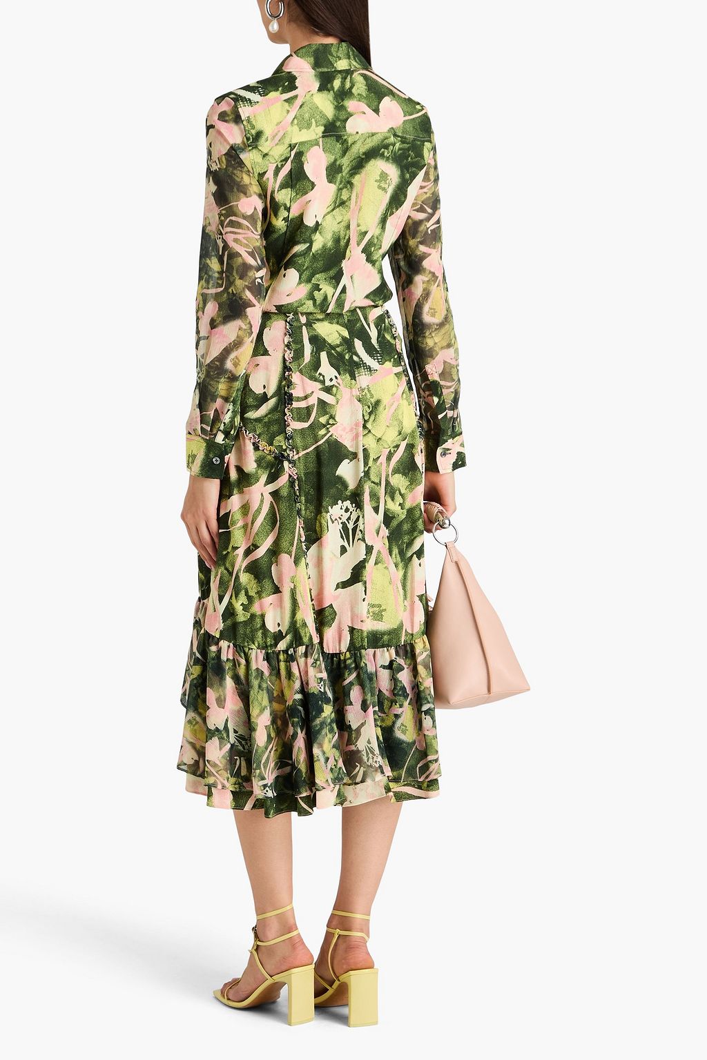 3.1 PHILLIP LIM Ruffled printed crepe midi skirt