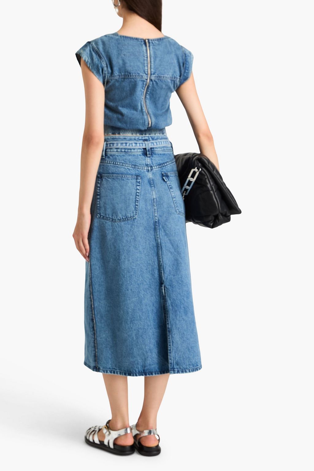 3.1 PHILLIP LIM Belted denim midi skirt