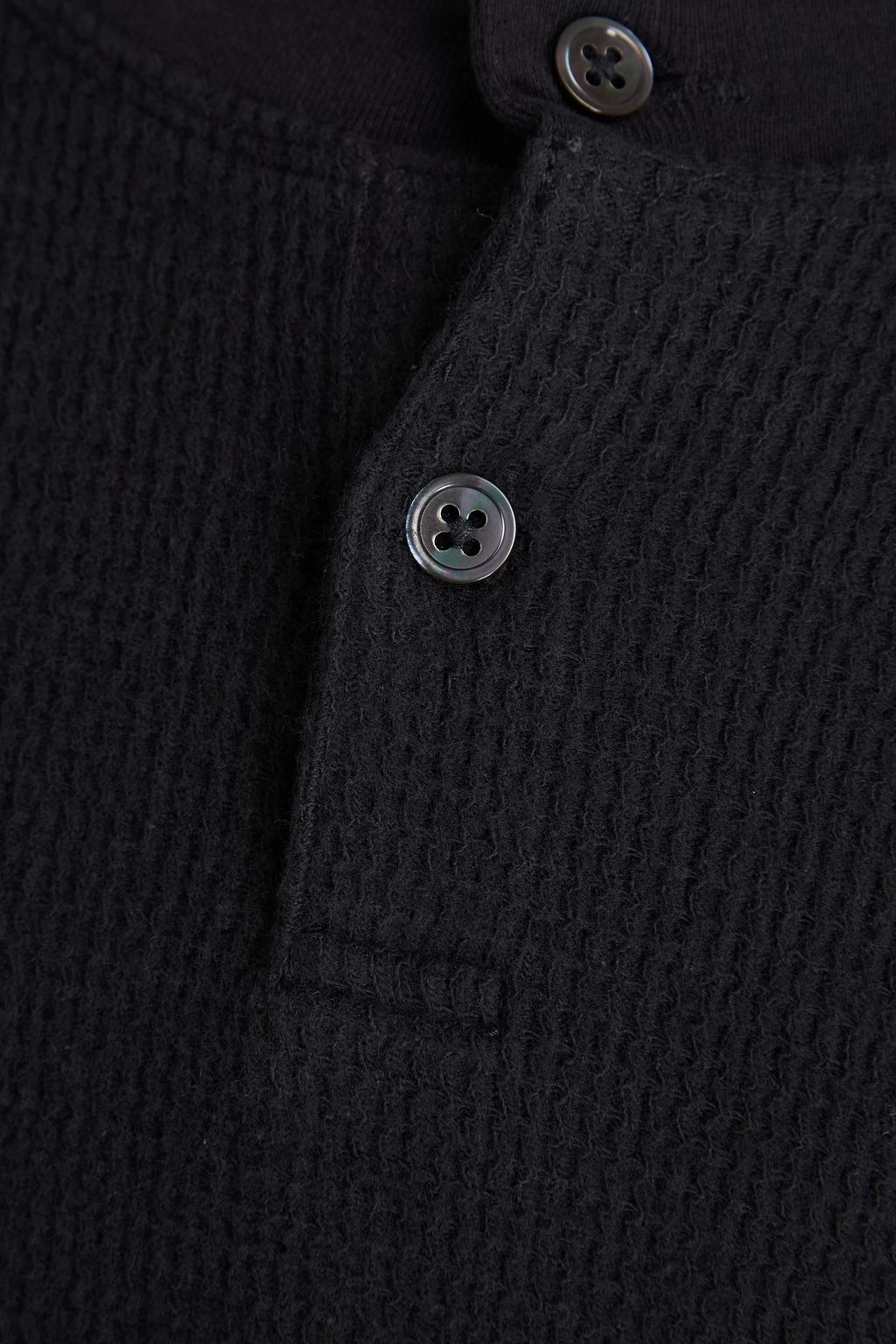 JAMES PERSE Waffle-knit cotton and cashmere-blend Henley T-shirt