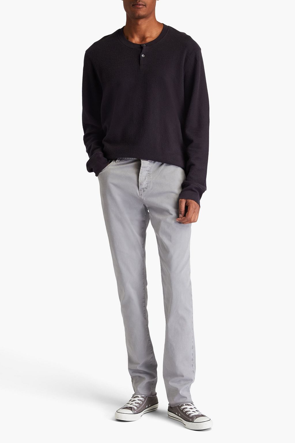 JAMES PERSE Waffle-knit cotton and cashmere-blend Henley T-shirt