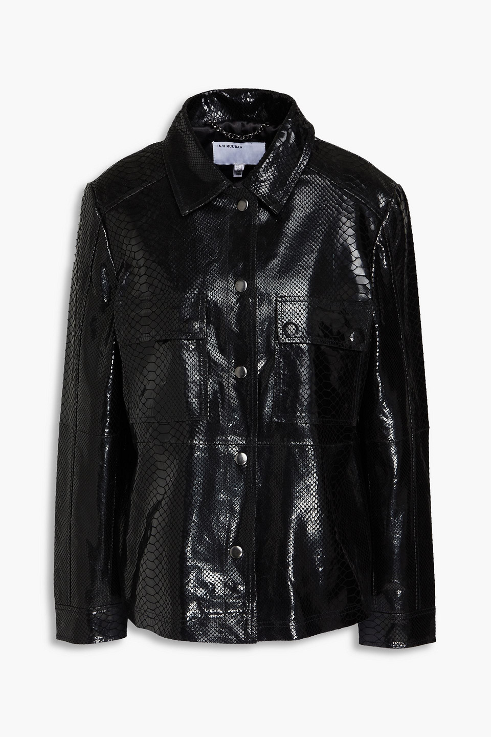 Muubaa Snake-effect Leather Jacket In Black