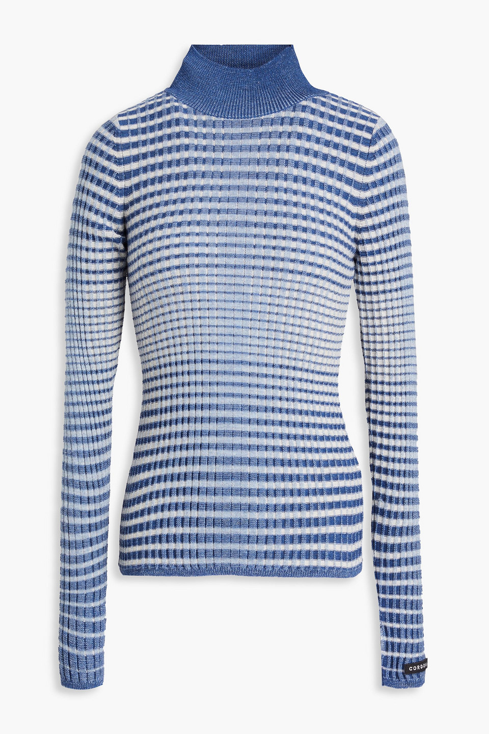 Cordova Valaise Marled Merino Wool Turtleneck Jumper In Navy