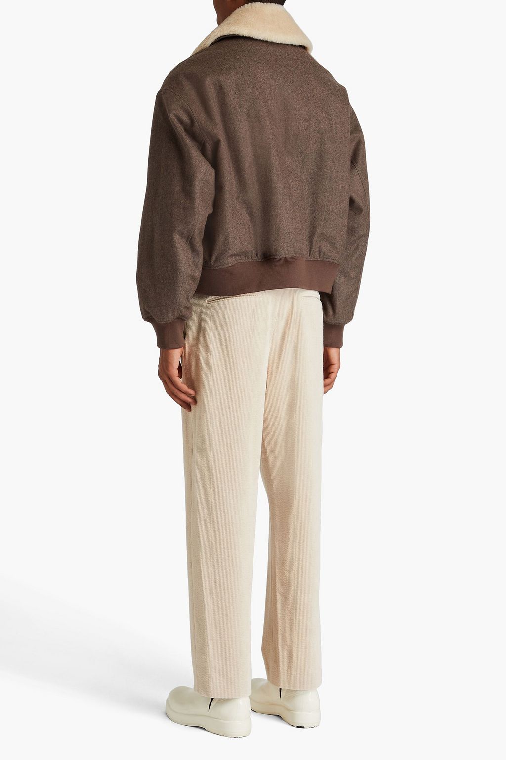 LE 17 SEPTEMBRE Faux shearling-trimmed wool-twill bomber jacket