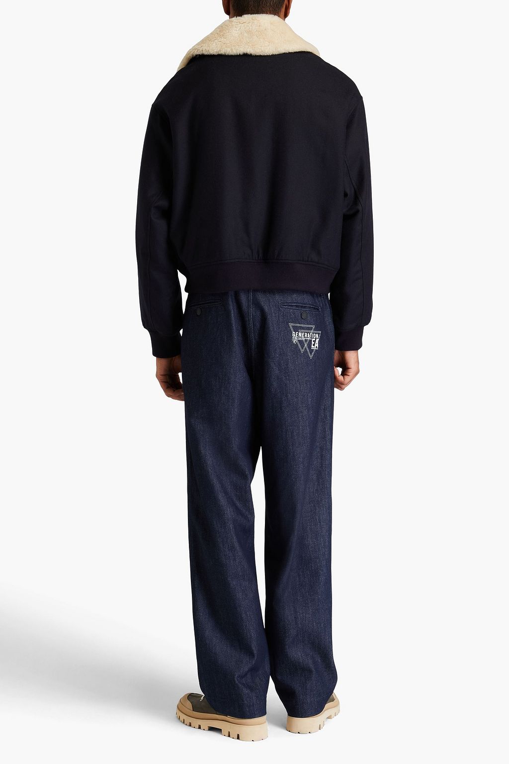 LE 17 SEPTEMBRE Faux shearling-trimmed wool-twill bomber jacket