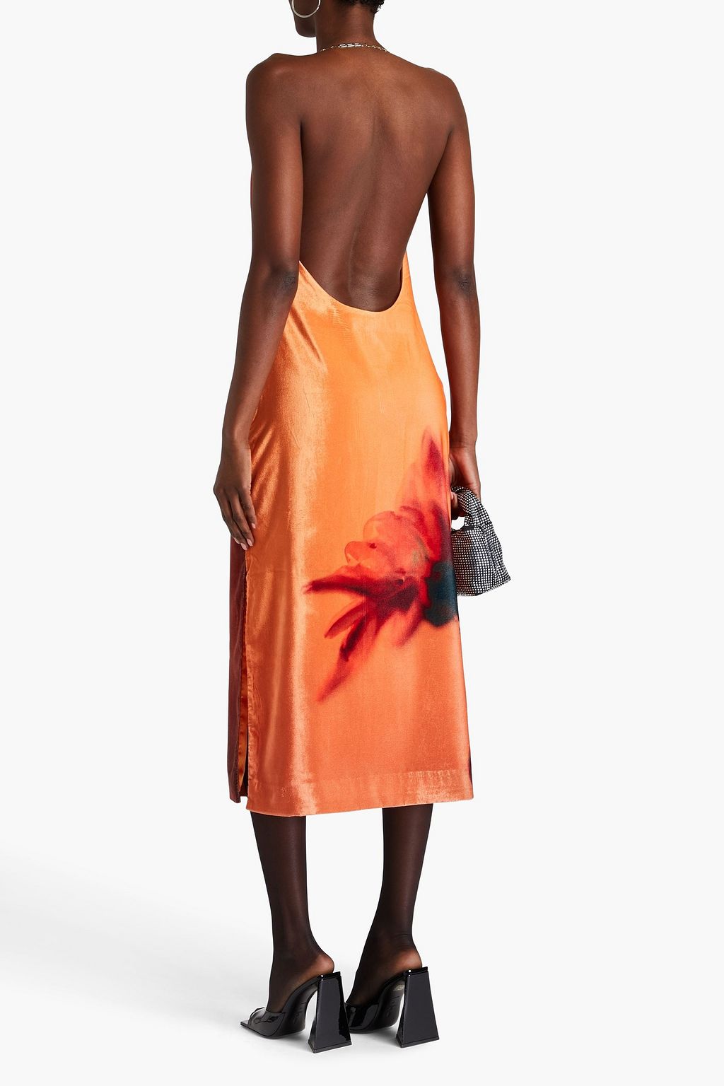 STINE GOYA Promise floral-print velvet halterneck midi dress