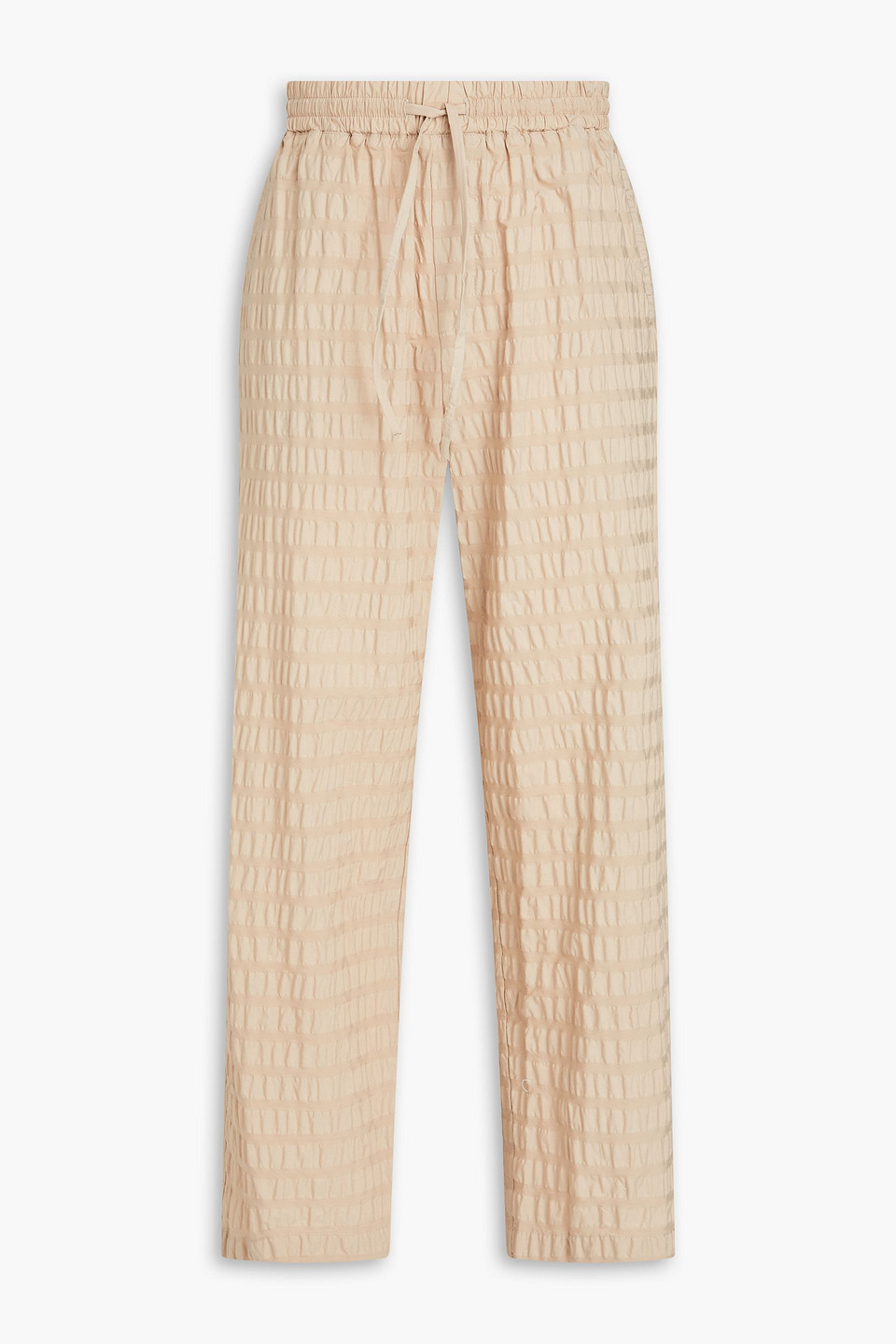 Le 17 Septembre Cotton-blend Seersucker Pants In Beige