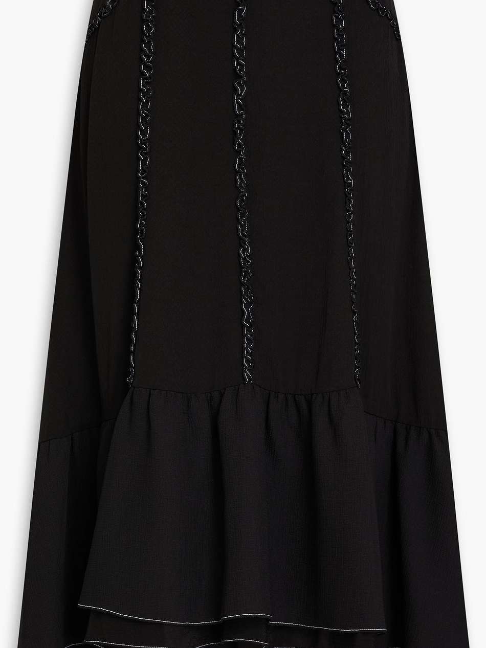 ruffled crepe midi skirt